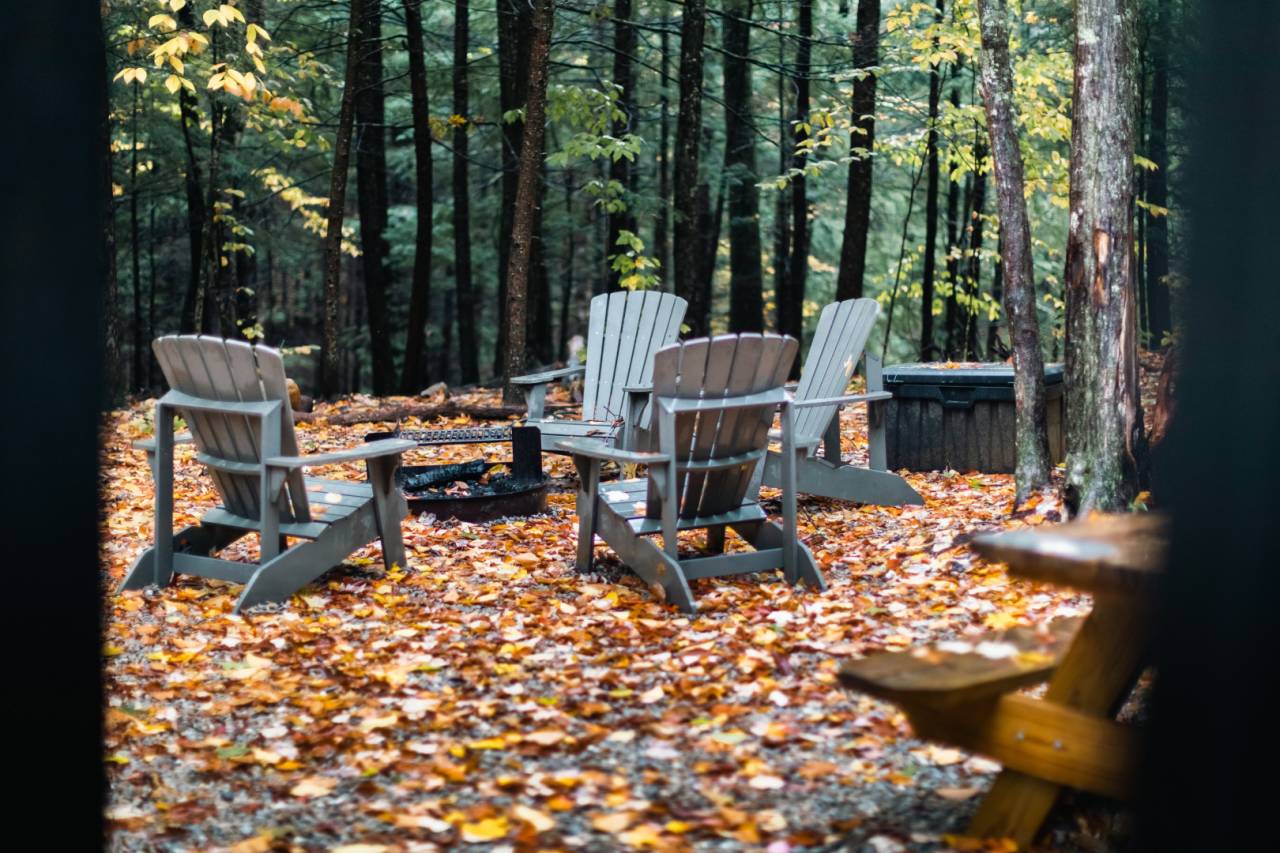 an outdoor seating area for relaxing